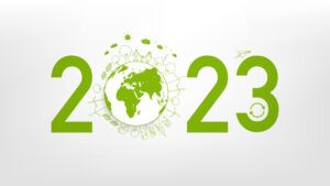 New year 2023 Eco friendly, Sustainability planning concept and World environmental with doodle icons