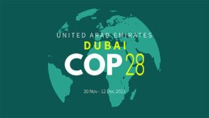 COP28 UAE. Annual United Nations climate change conference. Dubai, United Arab Emirates. International climate summit banner. Emission reduction. Global Warming.